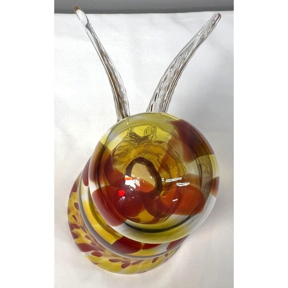 Zorza Handblown Glass Christmas Angel Figurine With Yellow & Red Swirl Pattern - Picture 7 of 8